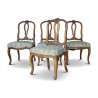 A set of four richly carved Louis XV walnut seats. Berne. - Moinat - Chairs