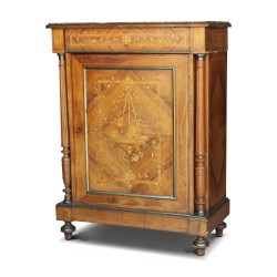 A Napoleon III cabinet in voile wood with detached columns, decorated with bronze