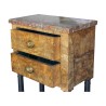 Empire 床头柜，带节胡桃木立柱，“格林德瓦”粉色大理石台面 - Moinat - End tables, Bouillotte tables, 床头桌, Pedestal tables