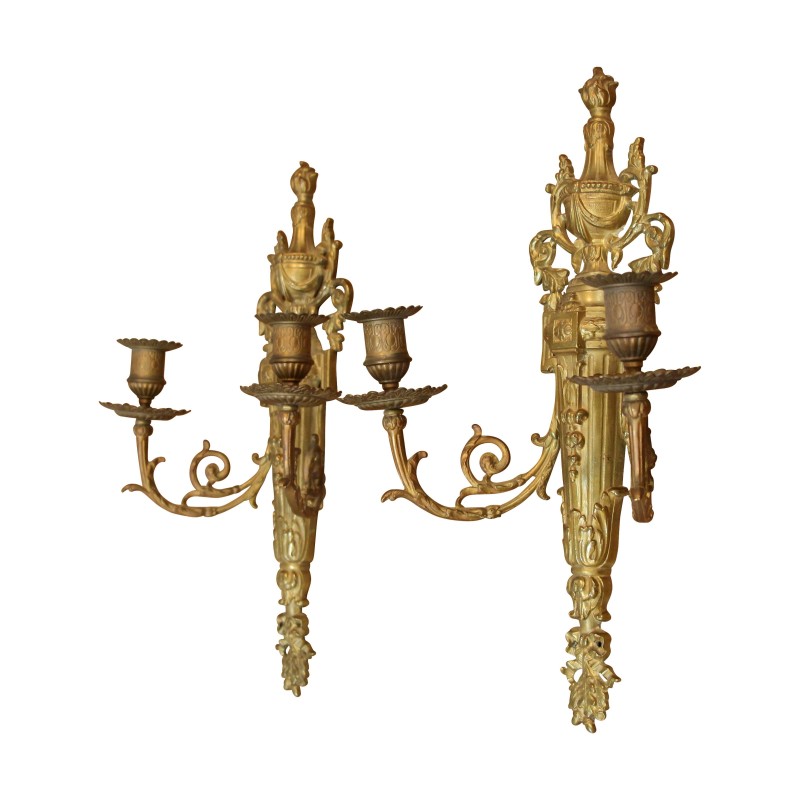 A pair of bronze light fixtures, circa 1870. Not electrified - Moinat - Wall lights, Sconces