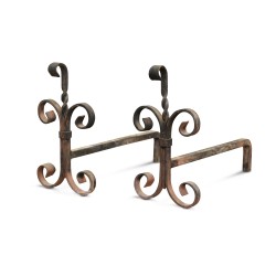 A pair of wrought iron andirons.