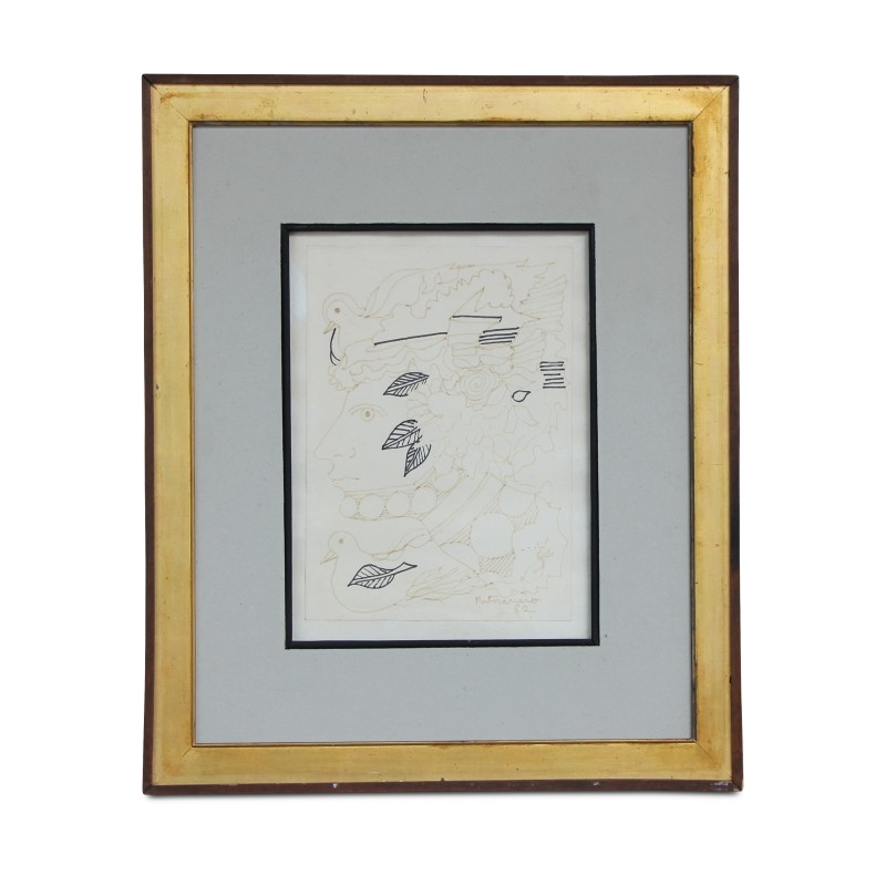 A watercolor \"Portrait of birds\" signed René Portocarrero (1912 - 1985), Cuba - Moinat - Painting - Miscellaneous