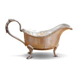 A silver sauce boat.