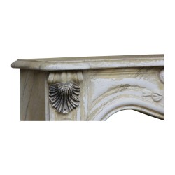 Baroque Louis XV fireplace in used painted stucco.