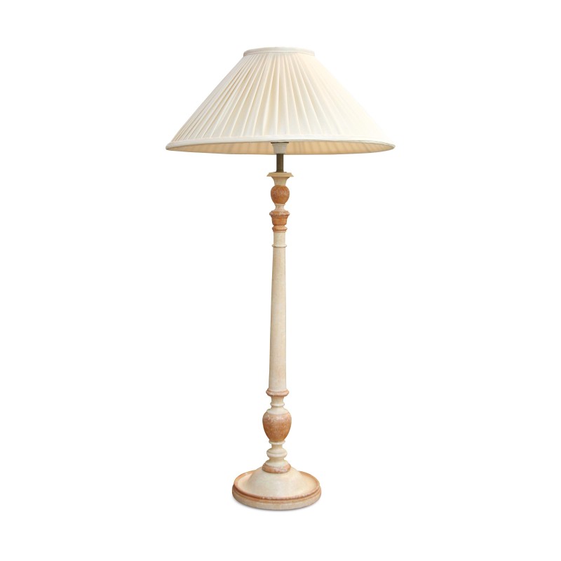 Lamp in white and brick turned wood. - Moinat - Table lamps