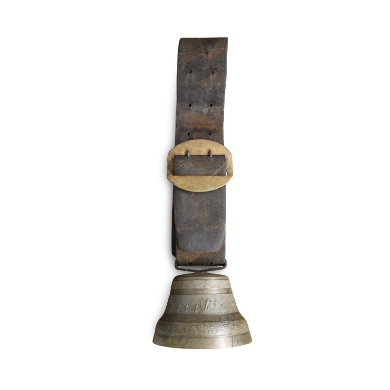 A bronze cowbell with a leather collar - Moinat - Decorating accessories