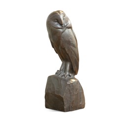 Une statut en bronze "Hibou" signé Robert Hainard (1906-1999). 14/18 fonderie d’art Geya