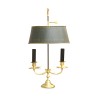 A two-light bouillotte light fixture, green sheet metal lampshade, gilded bronze base - Moinat - Table lamps