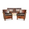 A seating set including a sofa and two leather armchairs, velvet cushion - Moinat - Ensembles