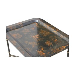 A black and gold Chinese top coffee table