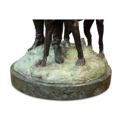 A bronze from Naples \"Hunter and his dogs\" Signed A. Se Luca