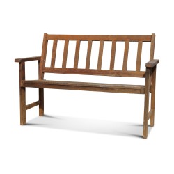 A teak seat, two places. Seat height: 45 cm