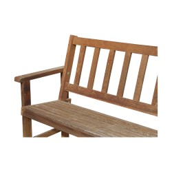 A teak seat, two places. Seat height: 45 cm