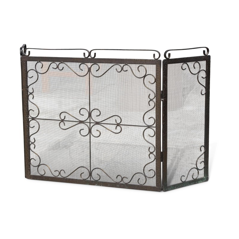 A wrought iron fire screen, three panels. - Moinat - Fire screens