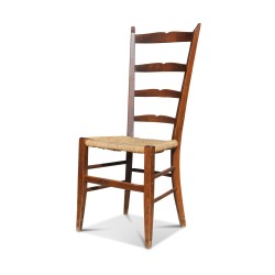 A set of four beech chairs, straw seats. Seat height: 45 cm