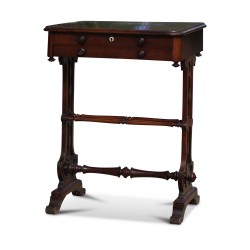 A richly inlaid mahogany craft piece of furniture.