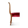 Une assise de hall en noyer recouvert d’un velours rouge - Moinat - Tabourets, Banquettes, Poufs