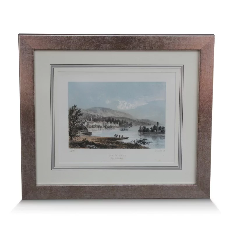 Une oeuvre "Vue de Rolle, lac de Genève" signée Loppe et Arnoult fils - Moinat - Gravures Une oeuvre "Vue de Rolle, lac de Genève" signée Loppe et Arnoult fils - Moinat - Gravures