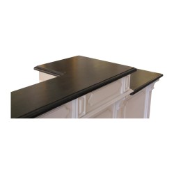 Bar "Madrid" en bois laqué gris clair avec plateau laqué noir patiné.