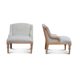 Armchair with white birch armrest.