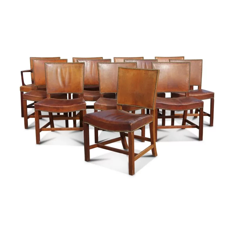 Lot de quatre fauteuils et huit chaises en acajou - Moinat - Ensembles Lot de quatre fauteuils et huit chaises en acajou - Moinat - Ensembles