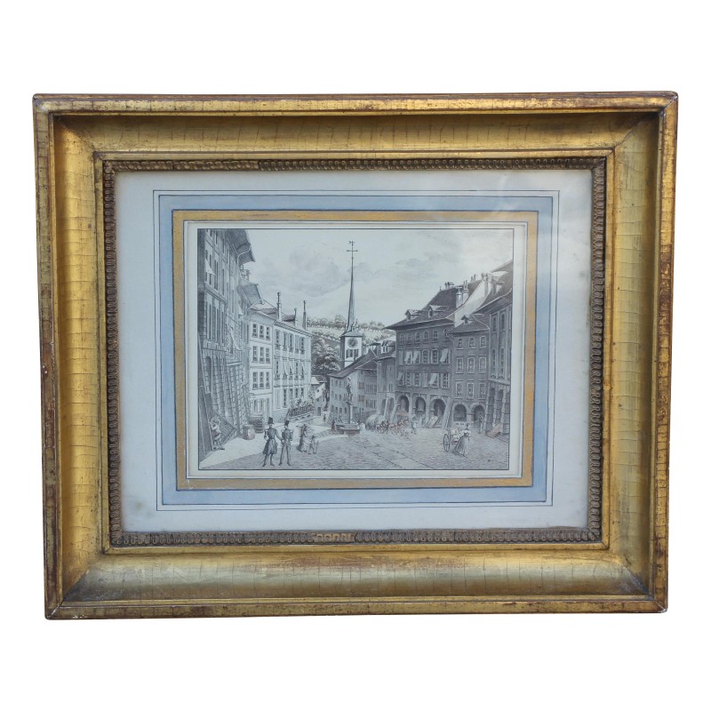 雕刻\"Gerechtigkeitsgasse\"。伯尔尼。 - Moinat - 版画 雕刻\"Gerechtigkeitsgasse\"。伯尔尼。 - Moinat - 版画