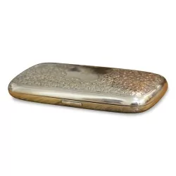 Boîte à cigarette en argent Nieller "Au feuillage"