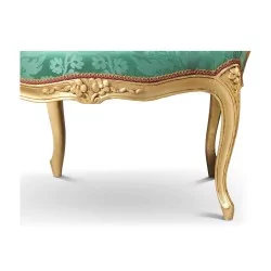 Set of four Louis XV armchairs in gilded beechwood. Carved with roses.