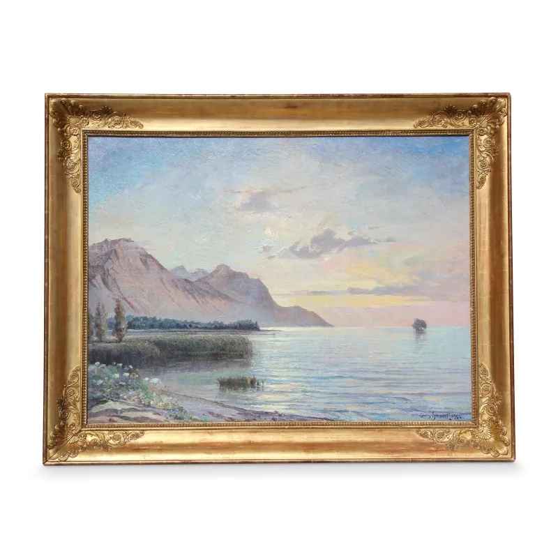 Painting \"Le Grammont and the Island of Peace 1944\" by Louis Amédée Baudit - Moinat - Painting - Landscape