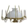Dutch chandelier in gilded bronze and porcelain base - Moinat - Chandeliers, Ceiling lamps
