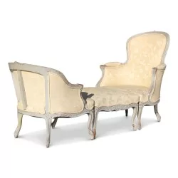Louis XV Regency \"Recamier\" chaise longue \"With ribbons\" in beech