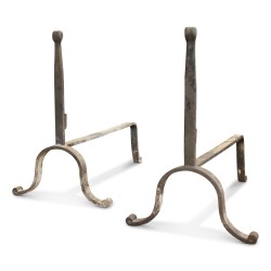 Wrought iron andiron. Probably 18th century.