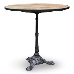 Bistro table, brushed cast iron base