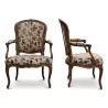 Pair of Louis XV \"Cabriolet\" walnut armchairs signed \"RC REVZE\" - Moinat - Armchairs