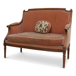 Louis XV-Wohnzimmer \"Au ruban\" aus Walnussholz, inklusive 1 Sofa und 2 Sesseln