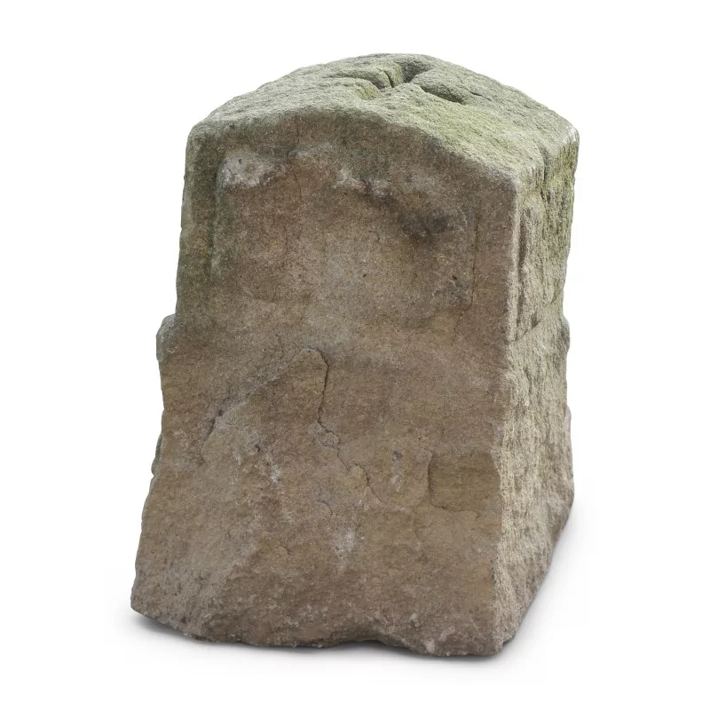 Cantonal boundary stone in limestone (molasse). - Moinat - Gates, Iron bracket