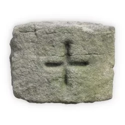 Cantonal boundary stone in limestone (molasse).