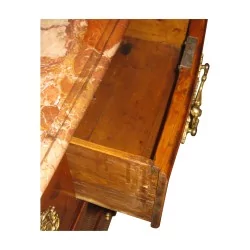 Louis XIV chest of drawers inlaid with later bronze. Period: