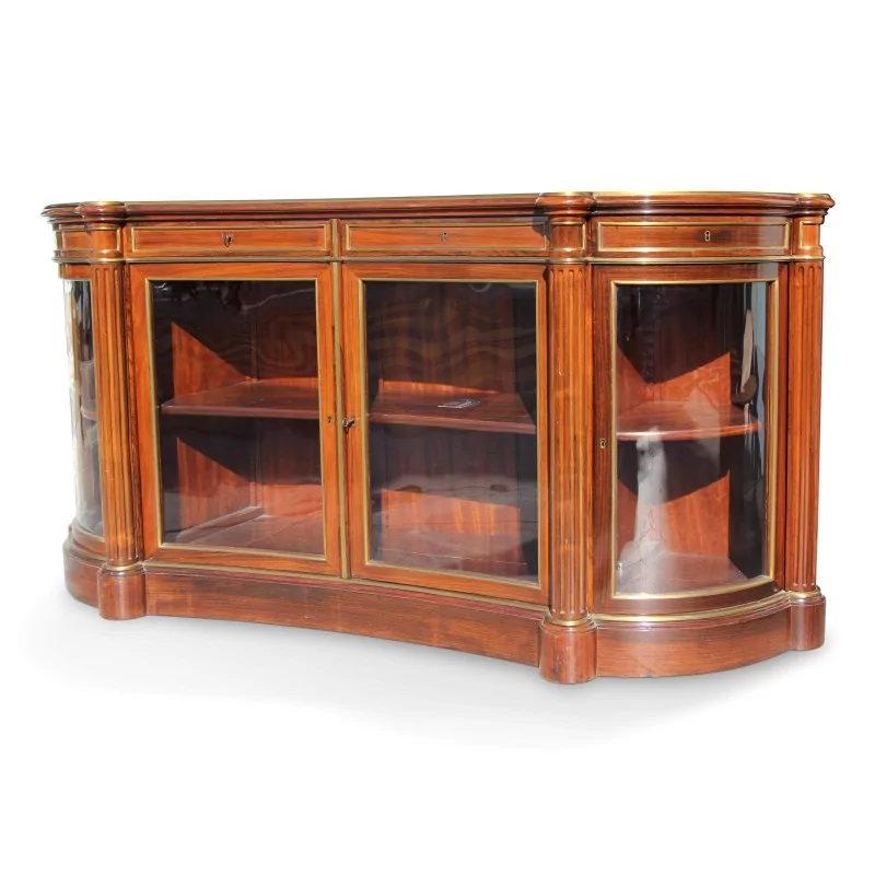 Paire de buffets vitrines de style Louis XVI, avec cannelures - Moinat - Bahuts, Bars, Buffets, Coffres, Enfilades