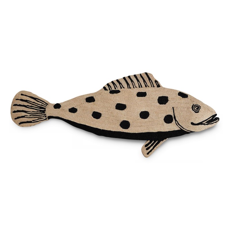 Handmade \"Trout\" rug / carpet, 100% abaca, black and natural colors. - Moinat - Rugs Handmade \"Trout\" rug / carpet, 100% abaca, black and natural colors. - Moinat - Rugs