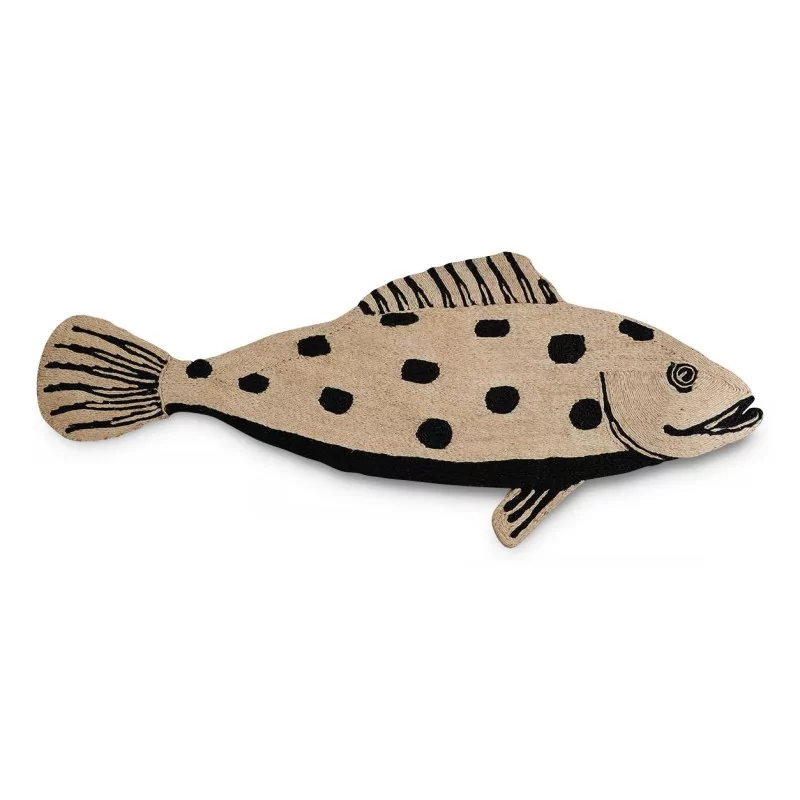 Tapis / carpette "Truite" fait à la main, 100% abaca, coloris noir et naturel. - Moinat - Tapis Tapis / carpette "Truite" fait à la main, 100% abaca, coloris noir et naturel. - Moinat - Tapis