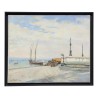 Painting \"Quay of Geneva and unloading of wood\" by Louis Amédée Baudit - Moinat - Painting - Landscape