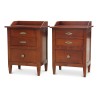 Directoire bedside table in cherry wood, antique patina, 3 drawers, top with risers. - Moinat - End tables, Bouillotte tables, Bedside tables, Pedestal tables