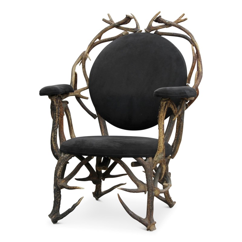 Fauteuil "Chalet"en bois de cerf. - Moinat - Fauteuils Fauteuil "Chalet"en bois de cerf. - Moinat - Fauteuils