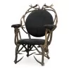 Fauteuil "Chalet"en bois de cerf. - Moinat - Fauteuils