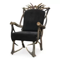 Fauteuil "Chalet" en bois de cerf.