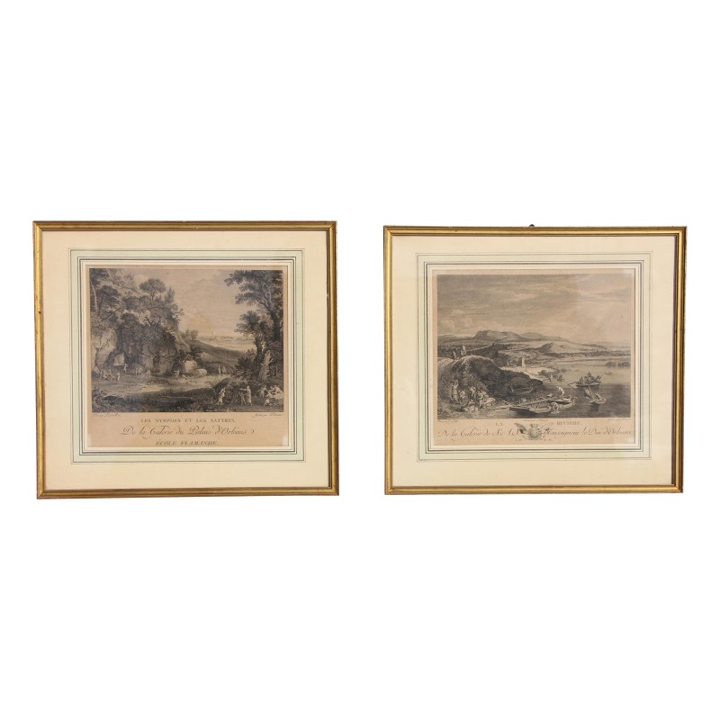 Paire de gravures "Ecole Flamende". - Moinat - Gravures Paire de gravures "Ecole Flamende". - Moinat - Gravures