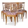 Set of 6 walnut palmette Directoire chairs. Circa 1850. - Moinat - Chairs