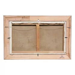 Tableau "Vue sur le Léman, voile" signé Albert Gos (1852-1942).